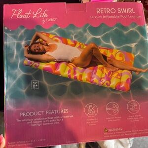 Funboy Float Life Retro Swirl Inflatable Pool Lounger - Pink/Yellow